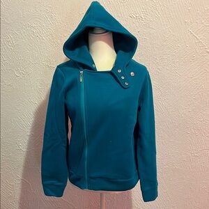 Stylish Teal Hooded Women's Blazer